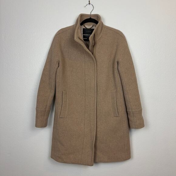 J. Crew Stadium Cloth Nello Gori Wool Camel Full Zip Overcoat Jacket 4 - Picture 2 of 8